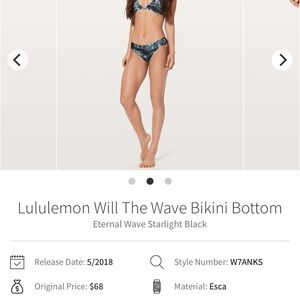 lululemon athletica Eternal Wave Starlight Black Bikini Bottom - Blue/Black
